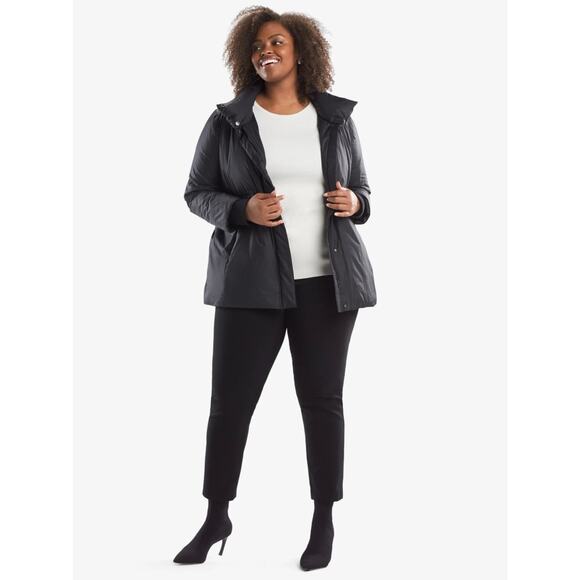 M. M. Lafleur Padma Puffer Jacket Coat Down Black Puffy Large Cinched Full Zip - Picture 2 of 14